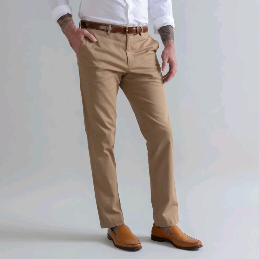 LEDBURY Richmond Chino Pants Khaki Beige Brown Tan NWOT 34 Straight Pockets Men